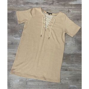 KITTENISH Mini Dress Beige Cream Short Sleeve Women’s Size Small